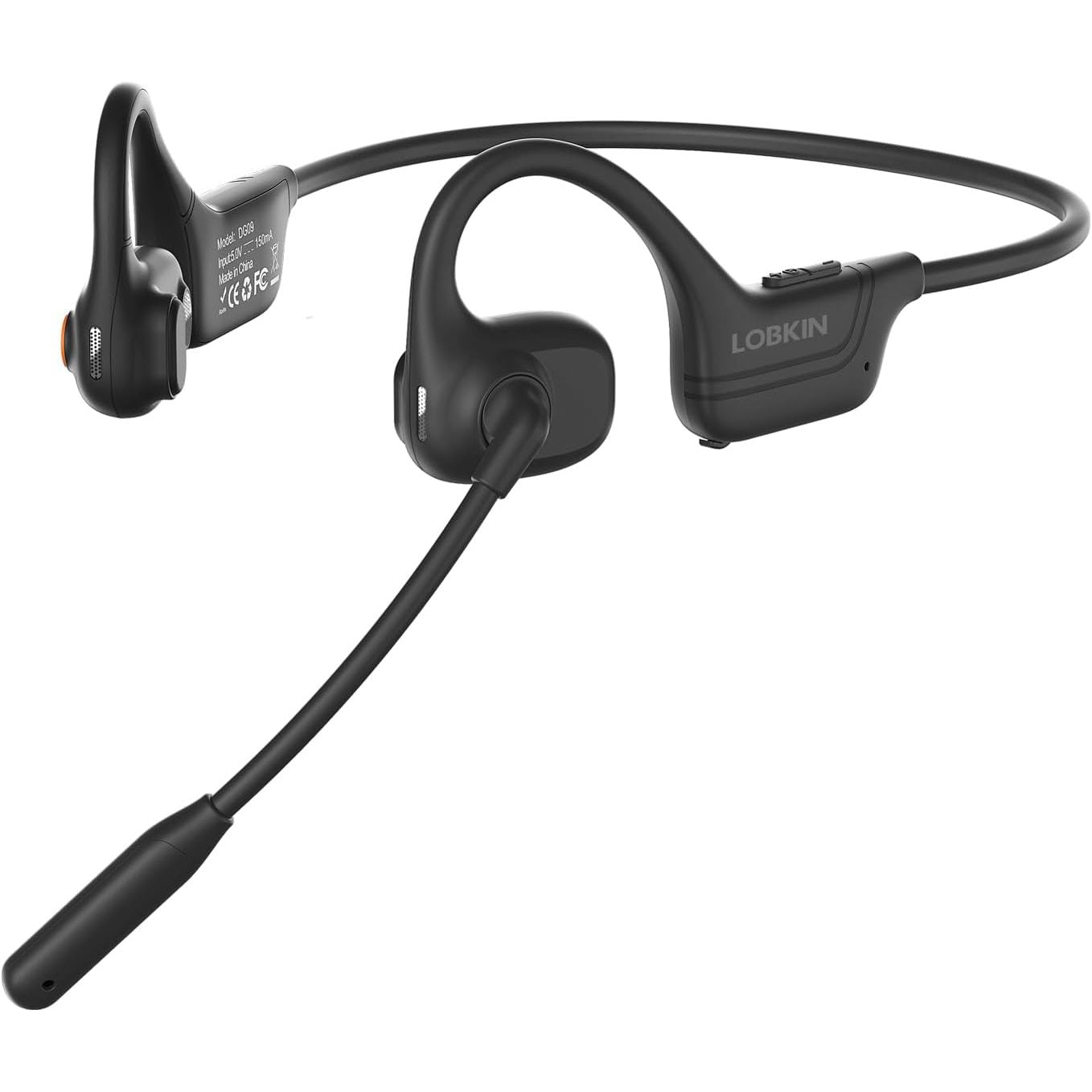 LOBKIN Open-Ear Headphones Wireless Headset with Mic Noise Cancelling Black