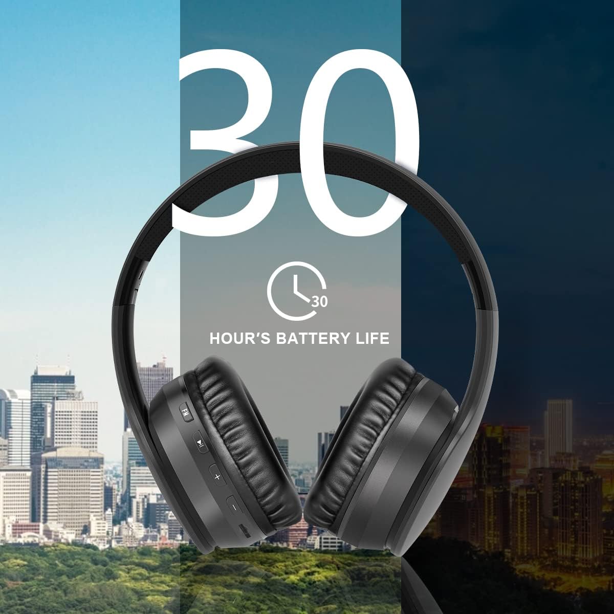 Headphones Wireless Over-Ear Bluetooth 30 Hours Playtime Built-in Mic IFECCO