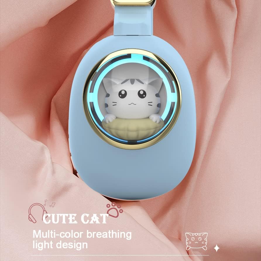 Kids Headphones Cat Ear Pink Wireless Bluetooth Foldable Mic Light Up