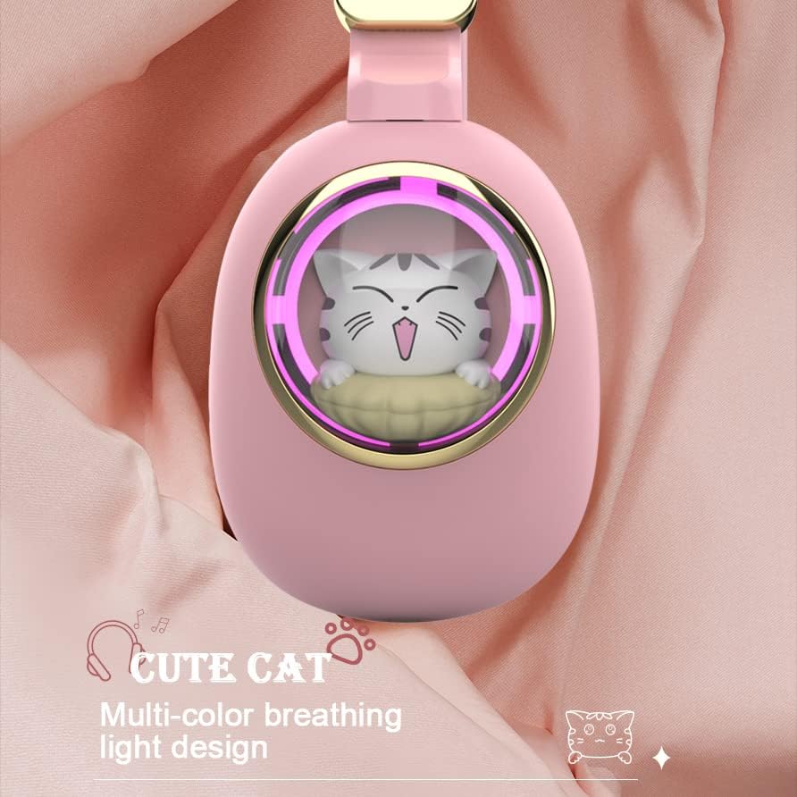 Kids Headphones Cat Ear Pink Wireless Bluetooth Foldable Mic Light Up