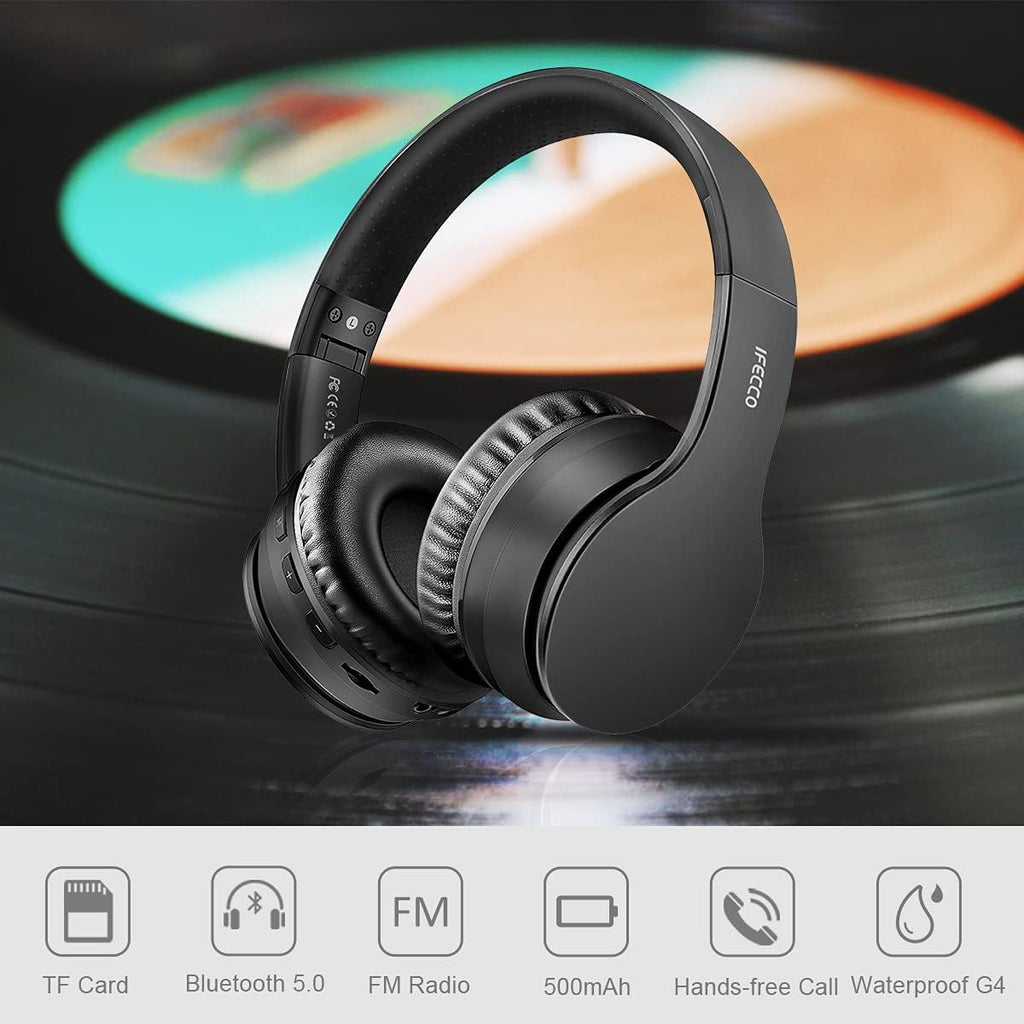Headphones Wireless Over-Ear Bluetooth 30 Hours Playtime Built-in Mic IFECCO