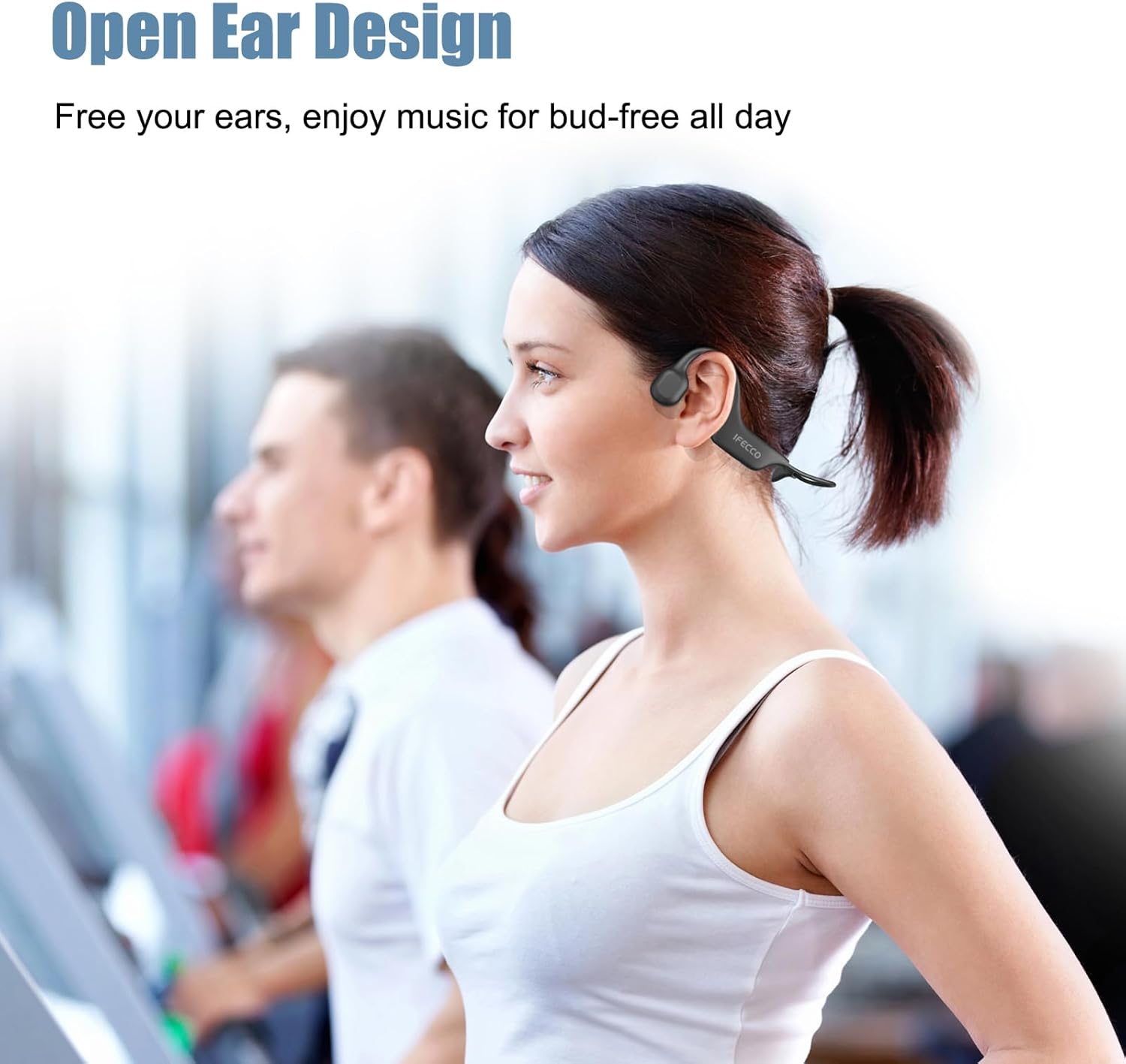 Bone Conduction Headphones Bluetooth 5.3 Open Ear Waterproof Sport IFECCO